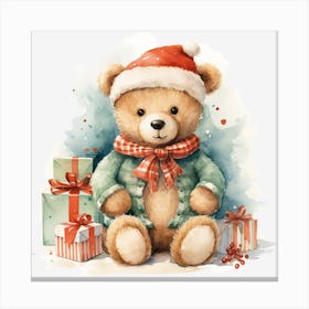 Teddy Bear With Presents 1 Canvas Print