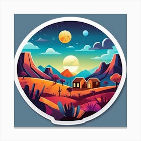 Desert Landscape Sticker Canvas Print