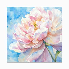 Peony Watercolor Painting Canvas Print