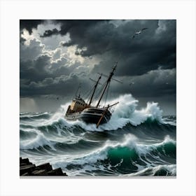 Waves and Wings: The Stormy Voyage Canvas Print