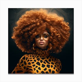 Afro Girl In Leopard Print Canvas Print