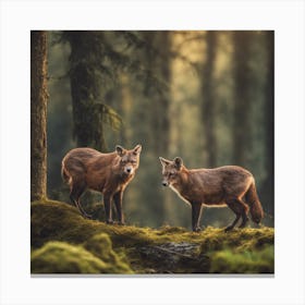 A Breathtaking View Of Forest Animals Canvas Print