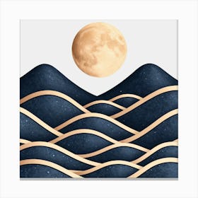 Moon And Waves 24 Canvas Print