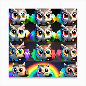 Rainbow Owls 1 Canvas Print