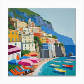 The Amalfi Coast Series in Style of David Hockney Canvas Print