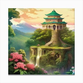 One Tree On The Top Of The Mountain Towering Over Canvas Print