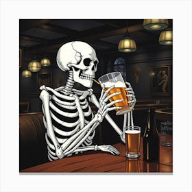 Skeleton Drinking Beer 11 Canvas Print