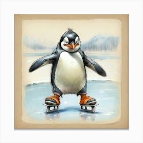 Penguin Skating 1 Canvas Print