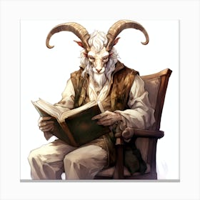Goat Reading A Book 3 Canvas Print