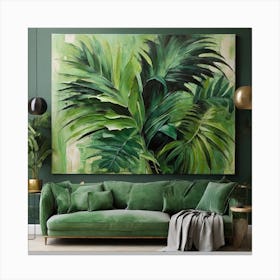 Green fan of palm leaves 3 Canvas Print