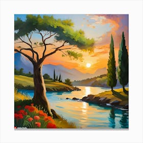 Sunset By The River 2 Canvas Print