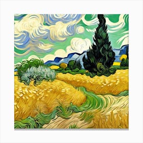 A Wheatfield With Cypresses, Vincent van Gogh 13 Canvas Print