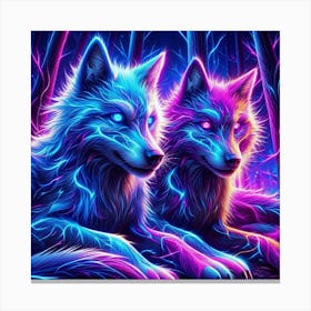 Cosmic Electric Wolves 5 Canvas Print