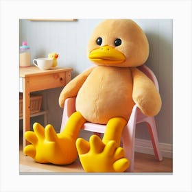 Duck Sitting On A Chair Canvas Print
