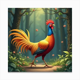 A Graceful Golden Pheasant Strutting Through The Forest 2 Canvas Print