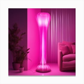 Furniture Design, Tall Lamp, Inflatable, Fluorescent Viva Magenta Inside, Transparent, Concept Produ (1) Canvas Print