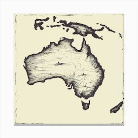 Australia Map Canvas Print