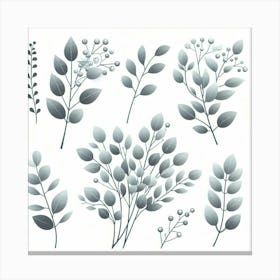 Silver eucalyptus branch, Vector art 3 Canvas Print