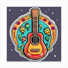 Mexican Guitar And Maracas Sticker 2d Cute Fantasy Dreamy Vector Illustration 2d Flat Centere (37) Canvas Print