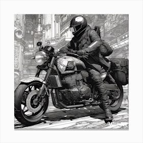 Urban Motorcycle Rider Canvas Print