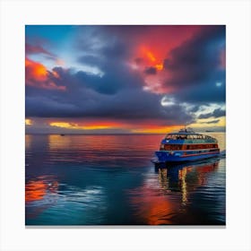 Sunset On A Boat 25 Canvas Print