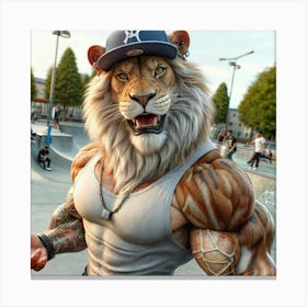 Muscular Lion Canvas Print