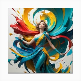 Woman In A Colorful Dress Canvas Print