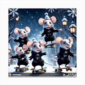 Mouse On Skateboards Canvas Print