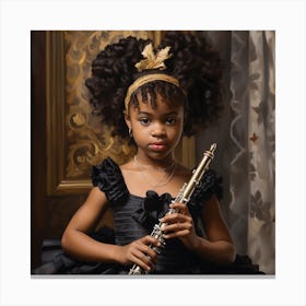 Afro Girl Playing Clarinet Canvas Print