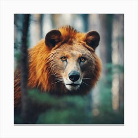 Lion In The Forest Canvas Print