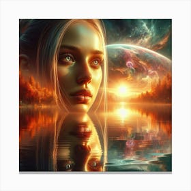 Girl In Space 5 Canvas Print