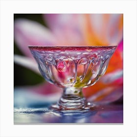 A Close Up Of A Delicate Cup On A Vibrant Flower Petal, Showcasing Its Reflective Surface And Intric Canvas Print