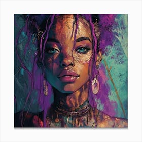 Girl With Purple Hair Canvas Print