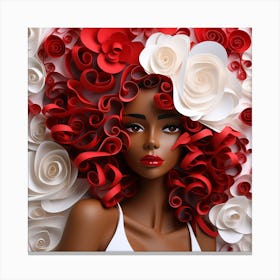 Black Woman With Roses Canvas Print