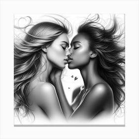 Two Women Kissing Canvas Print