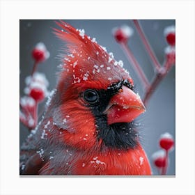 Cardinal In The Snow 1 Canvas Print