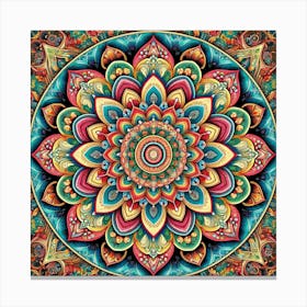 Vibrant Mandala Wall Print Art A Stunning Mandala With Intricate Patterns And Vibrant Colors, Perfect For Adding A Touch Of Artistic Elegance To Any Room Canvas Print