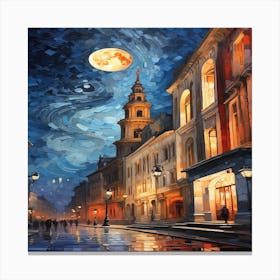 Moonlight In The City Canvas Print