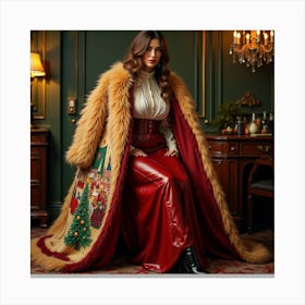 Woman In A Fur Coat 15 Canvas Print