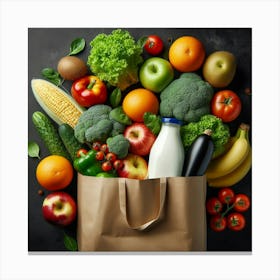 Shopping Bag With Fruits And Vegetables 2 Canvas Print