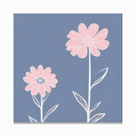 A White And Pink Flower In Minimalist Style Square Composition 484 Canvas Print