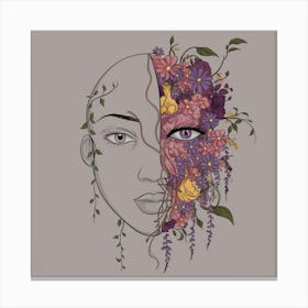 A captivating illustration of a stylized face with a monochromatic outline, 2 Canvas Print