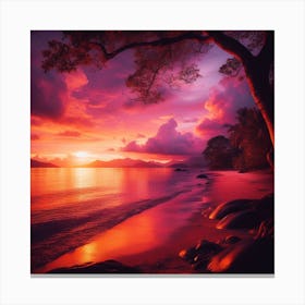 Sunset On The Beach 1 Canvas Print