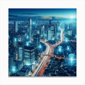 Cityscape At Night 8 Canvas Print