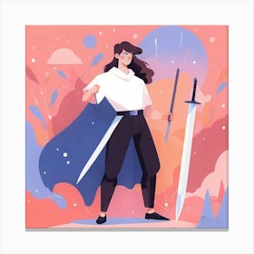 Girl With Sword Canvas Print