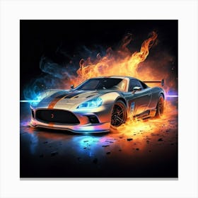 Car In Flames Canvas Print