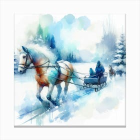 Watercolor Of A Sleigh Canvas Print