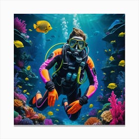 Scuba Diver Underwater Canvas Print