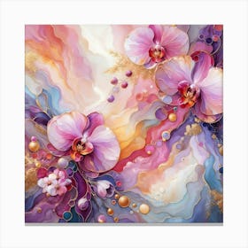 Abstract Ethereal Petals, Colorful Modern Orchids Canvas Print