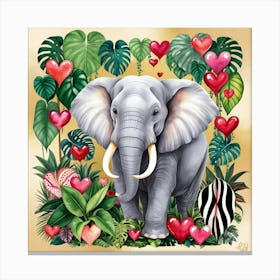 St. Valentine's Day Elephant Canvas Print